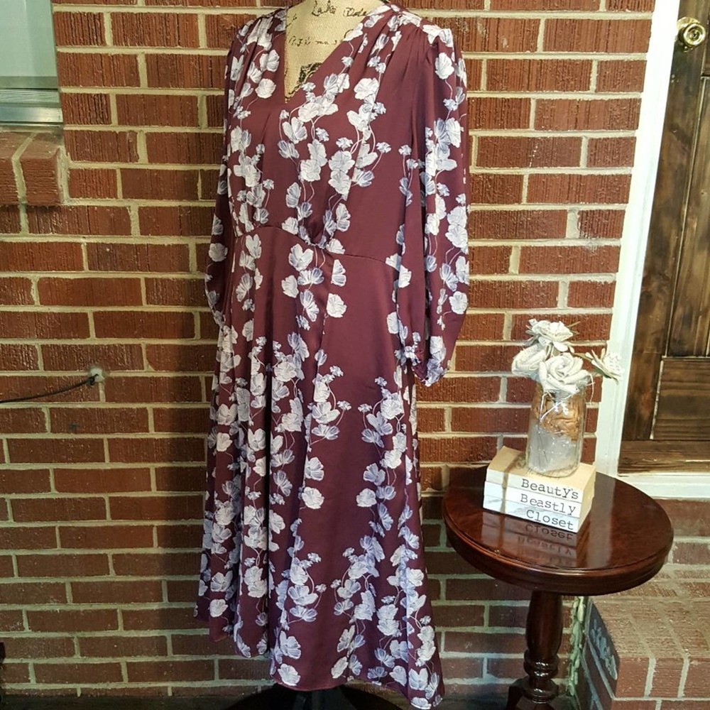 Anthropologie Gal Meets Glam Adelaide Empire Waist Floral Midi Dress 16 NWT - Picture 2 of 12